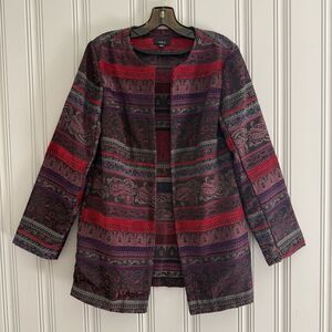 Multicolor Patterned Open Blazer/Coat